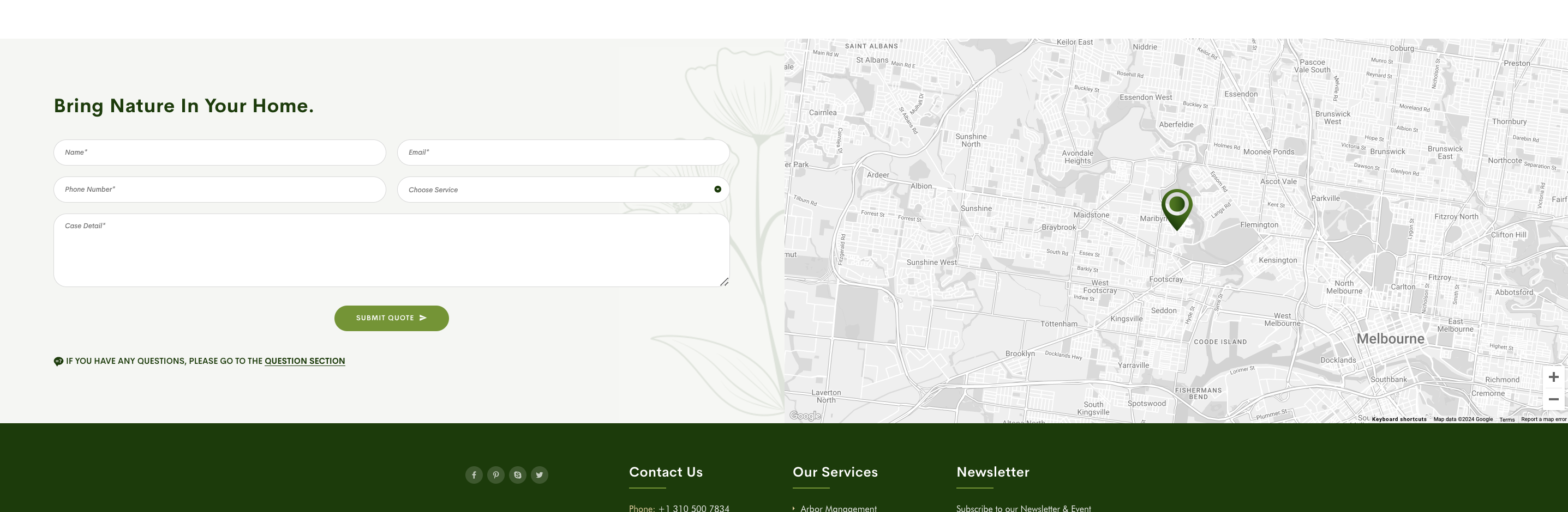 CTA section of a landscaping business website