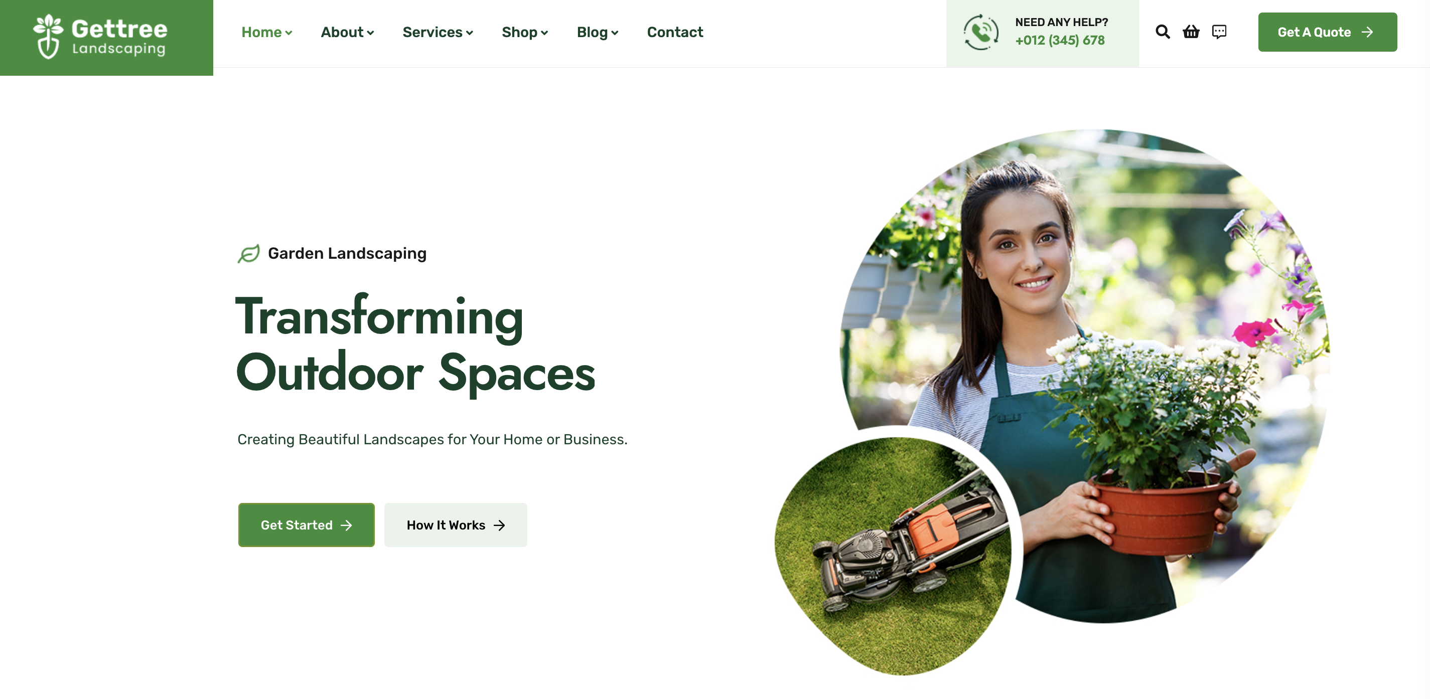 example of a landscaping business website